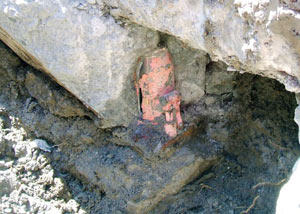 Failed concrete underpinning meant to repair a foundation issue in Kennett Square.