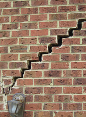 major cracking of a brick foundation wall in Swarthmore